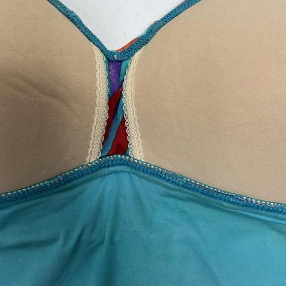 LA BLANCA Women’s Size 12 Multi Rainbow Palm Bandeau Tankini Top NO STRAP - Picture 7 of 12